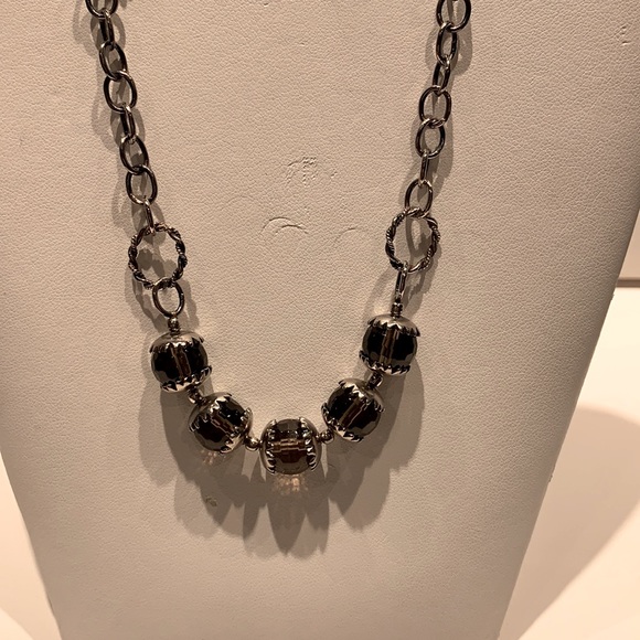 Sterling Silver Smokey Quartz Beaded Necklace - Picture 3 of 3